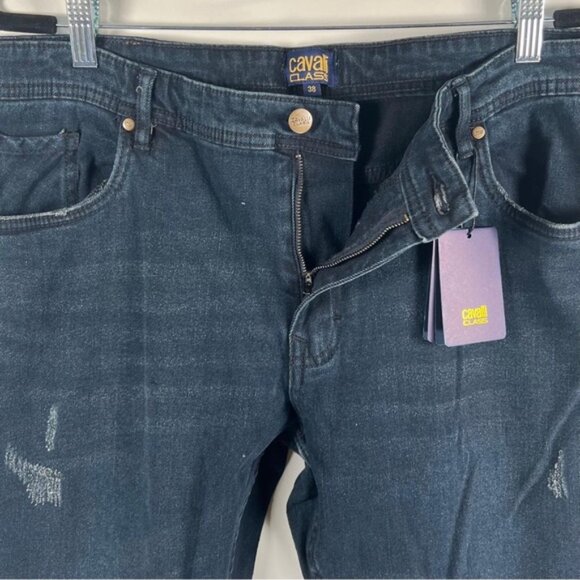 NWT CAVALLI CLASS SLIM‎ STRAIGHT Distressed Jeans OXJ211 DS028 Size 38 X 30 - Picture 11 of 14